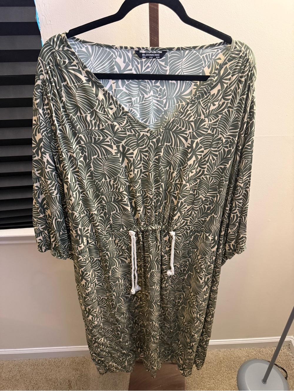 BloomChic Olive & Cream Leaf-Print Dress